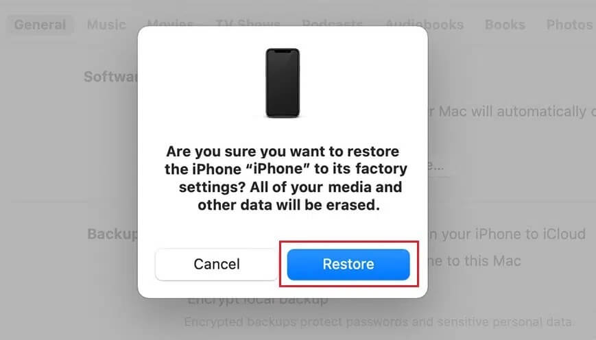 Restore-iPhone-using-iTunes كيفية إصلاح iPhone 7 أو 8 لا يتم إيقاف تشغيله