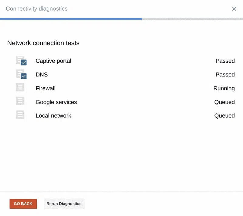 Run-Connectivity-Diagnostics-in-Chromebook كيفية إصلاح فشل بحث DHCP في Chromebook