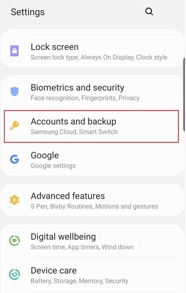 Select-Settings-and-go-to-Accounts-and-backup-649x1024-1 كيفية إعادة تعيين Samsung Galaxy Note 8