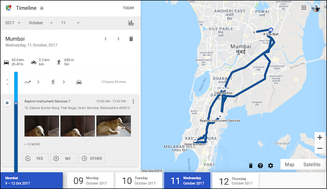 Take-a-look-at-your-location-history-data-from-a-given-day-in-Google-Maps-Timeline-view كيفية البحث عن سجل المواقع الخاص بك على iPhone أو iPad