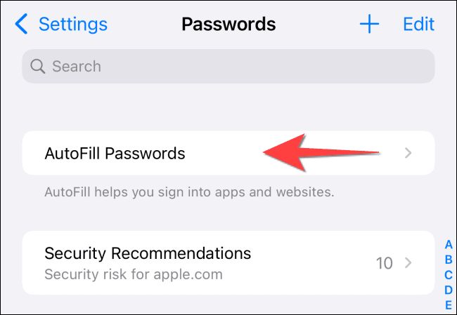 Tap-on-Autofill-Passwords-in-Passwords-section كيفية استخدام أداة المصادقة الثنائية المضمنة على iPhone و iPad