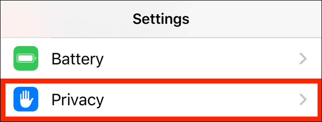 Tap-on-Privacy-from-Settings-app كيفية البحث عن سجل المواقع الخاص بك على iPhone أو iPad