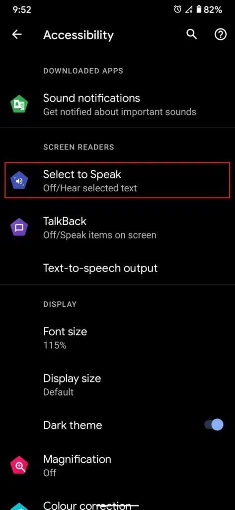 Tap-on-Select-to-Speak-473x1024-1 كيفية استخدام النص للتحدث في Android