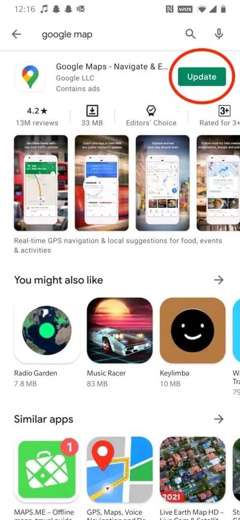 Tap-on-Update-473x1024-1 7 طرق لإصلاح بطئ Google Maps و تحسين سرعته