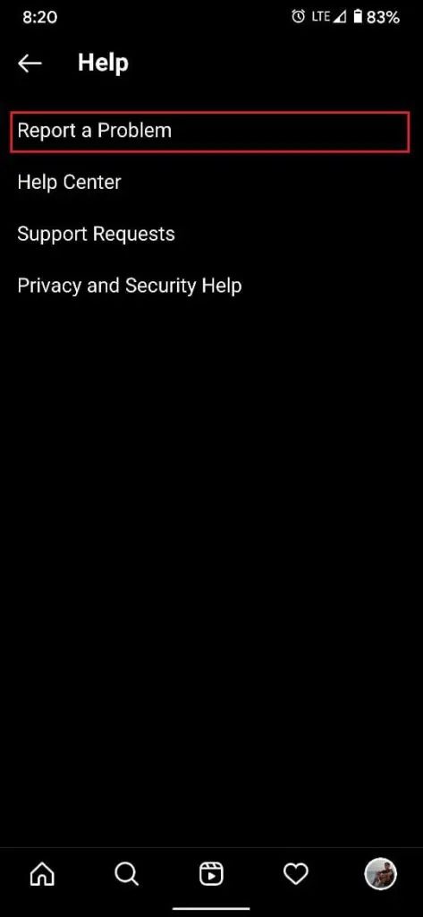 Tap-on-report-a-problem-473x1024-1 كيفية الإصلاح لا يمكنني الإعجاب بالصور على Instagram