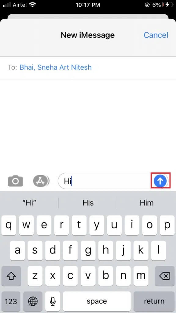 Tap-on-the-Arrow-icon-to-send-it-576x1024-1 كيفية إرسال رسالة جماعية على iPhone
