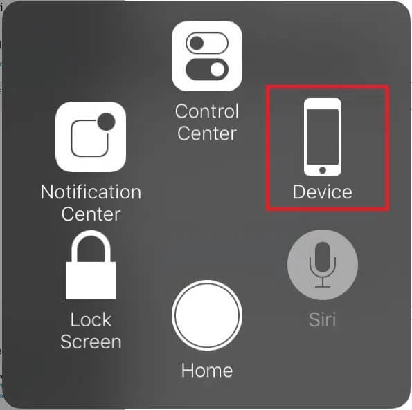 Tap-on-the-AssistiveTouch-icon-then-tap-Device كيفية إصلاح iPhone 7 أو 8 لا يتم إيقاف تشغيله