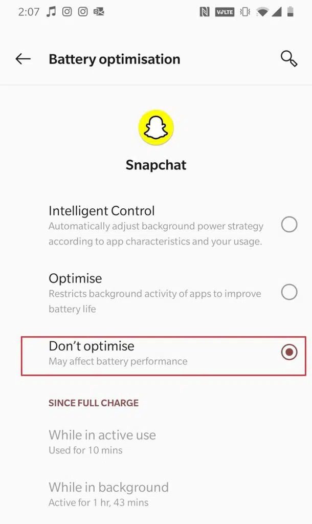 Tap-on-the-Do-Not-Optimize-option-to-turn-it-off-610x1024-1 كيفية إصلاح خطأ النقر للتحميل في Snapchat