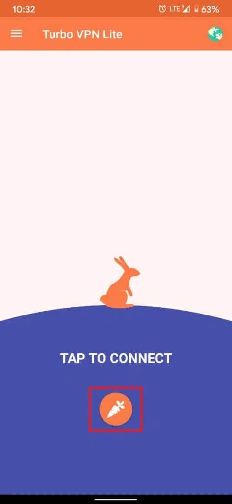 Tap-on-the-Orange-Carrot-button-to-connect-to-a-VPN-473x1024-1 كيفية تنزيل تطبيقات Android غير المتوفرة في بلدك