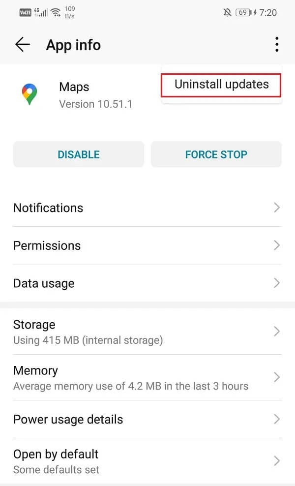 Tap-on-the-uninstall-updates-button 7 طرق لإصلاح بطئ Google Maps و تحسين سرعته