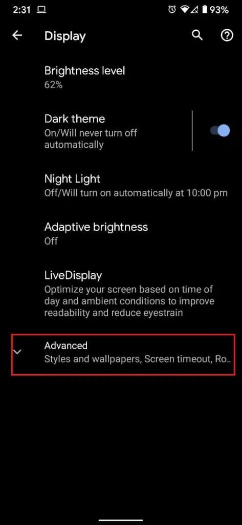 Tap-on-‘Advanced-to-reveal-all-display-settings-473x1024-1 كيفية تمكين العرض دائمًا على Android