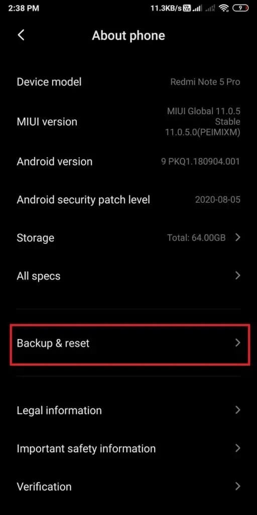Tap-on-‘Backup-and-reset.-512x1024-1 كيفية إصلاح عدم عمل إشعارات Twitter