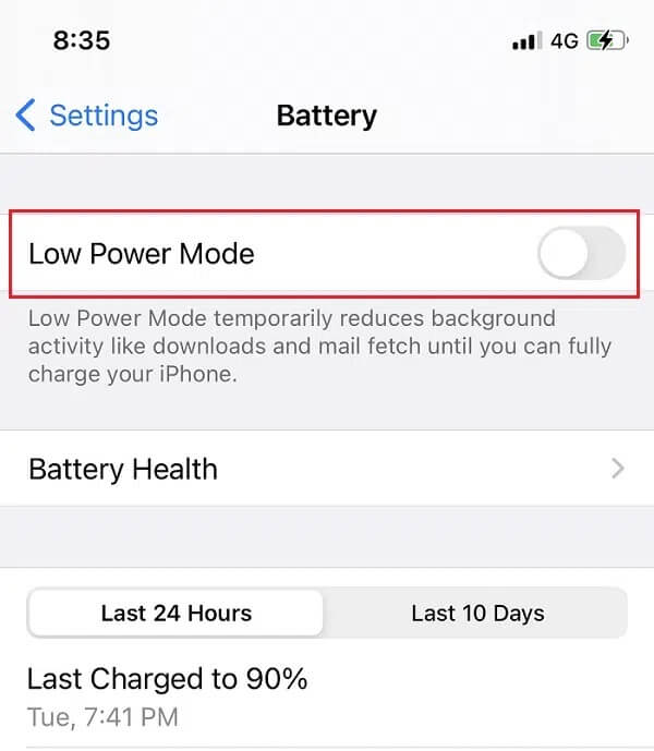 Turn-off-the-toggle-for-Low-power-mode-on-iPhone كيفية إصلاح عدم عمل إشعارات Twitter