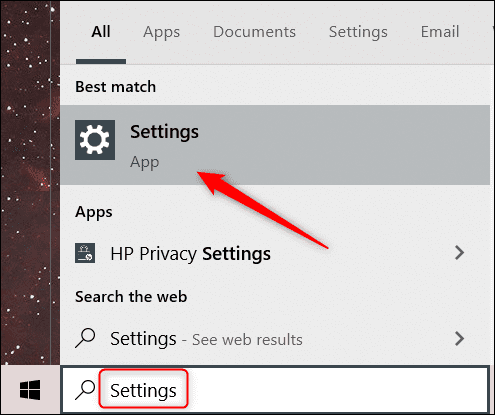 Type-Settings-in-Windows-Search-and-click-the-Settings-app. 13 طريقة لفتح تطبيق إعدادات Windows 10