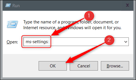 Type-ms-settings-in-Run. 13 طريقة لفتح تطبيق إعدادات Windows 10