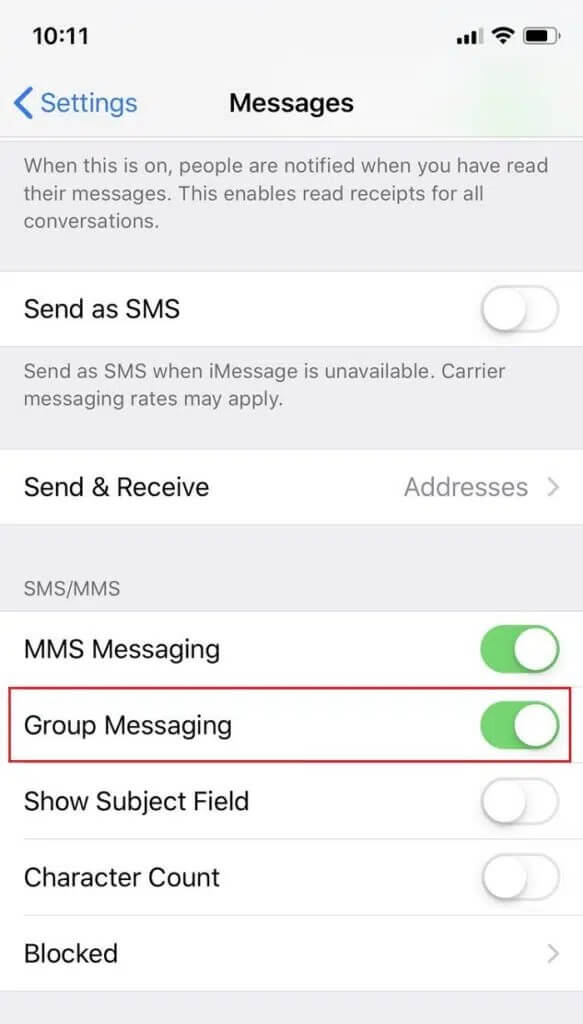 Under-the-SMSMMS-section-toggle-the-Group-Messaging-option-ON-583x1024-1 كيفية إرسال رسالة جماعية على iPhone
