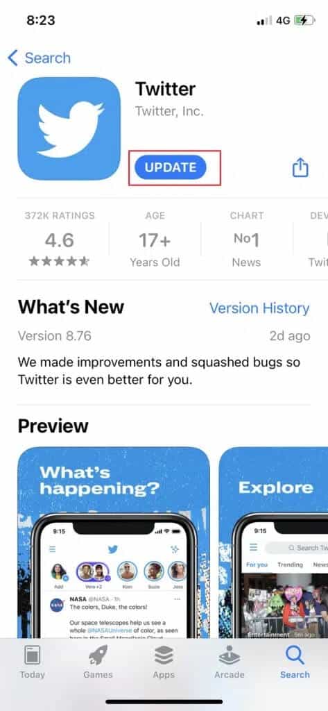 Update-Twitter-app-on-iPhone-473x1024-1 كيفية إصلاح عدم عمل إشعارات Twitter