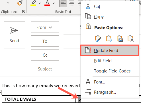 UpdateFieldFormula-Outlook كيفية إضافة الصيغ إلى الجداول في Microsoft Outlook