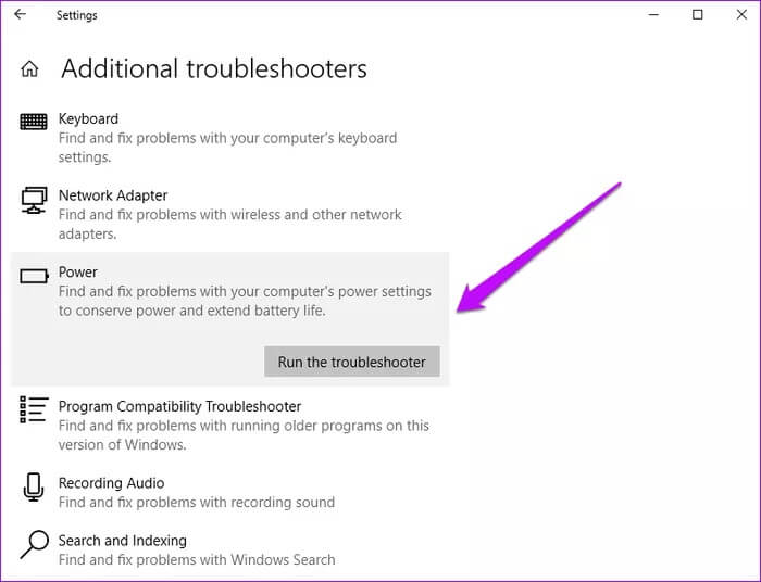 Windows-Run-the-Troubleshooter_935adec67b324b146ff212ec4c69054f أفضل 5 طرق لإصلاح مشكلة عدم انتقال Windows 10 إلى وضع السكون