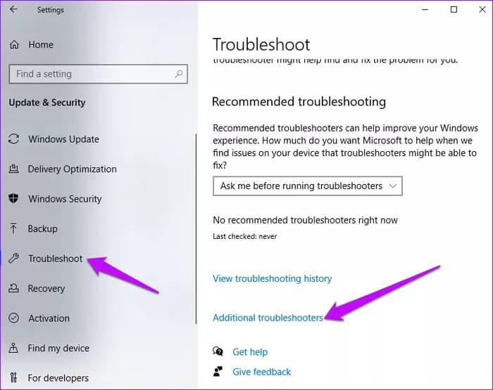 Windows-Settings-Additional-troubleshooter_935adec67b324b146ff212ec4c69054f أفضل 5 طرق لإصلاح مشكلة عدم انتقال Windows 10 إلى وضع السكون