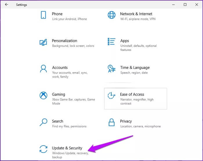 Windows-Settings-Update-and-Security_935adec67b324b146ff212ec4c69054f أفضل 5 طرق لإصلاح مشكلة عدم انتقال Windows 10 إلى وضع السكون