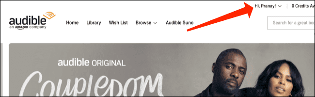 audible-website-hi-name-menu كيفية إلغاء اشتراكك في Audible