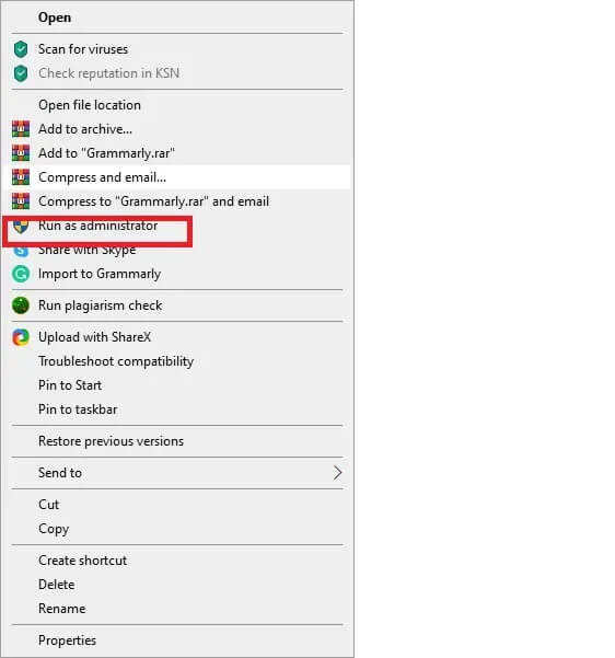choose-run-as-administrator كيفية إصلاح عدم اكتشاف أجهزة iCUE