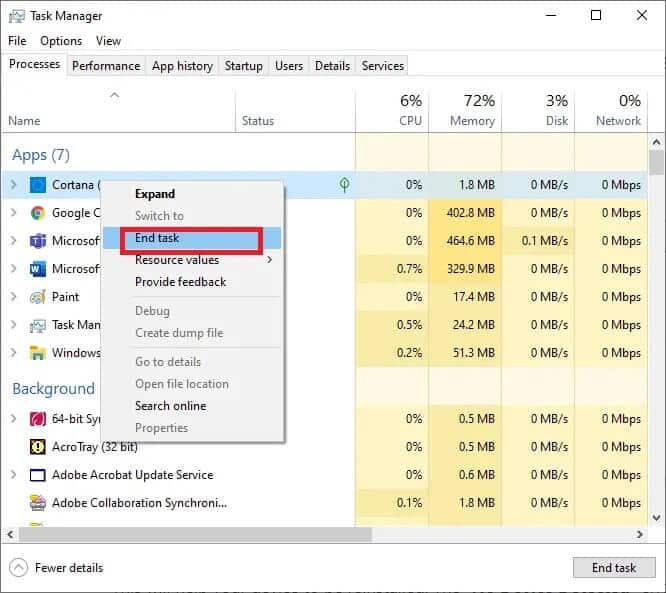 choose-the-end-task كيفية إصلاح عدم اكتشاف أجهزة iCUE