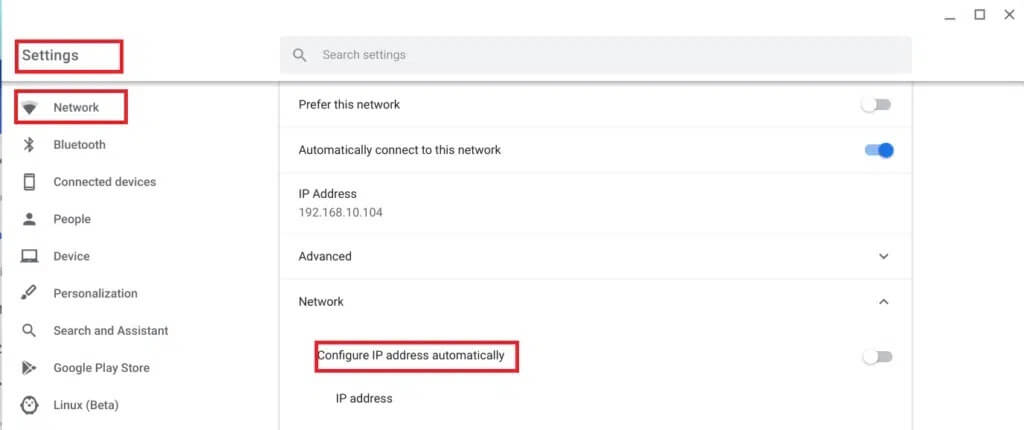 chromebook-Configure-IP-address-manually-1024x430-1 كيفية إصلاح فشل بحث DHCP في Chromebook