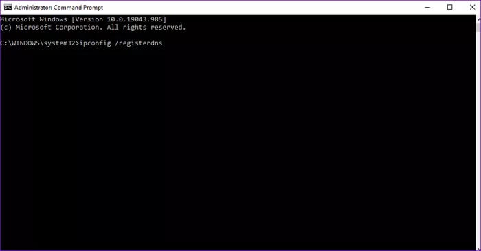 command-prompt-ipconfig-registerdns_935adec67b324b146ff212ec4c69054f أفضل 5 طرق لإصلاح خطأ عدم القدرة على الاتصال بخادم DHCP في Windows 10