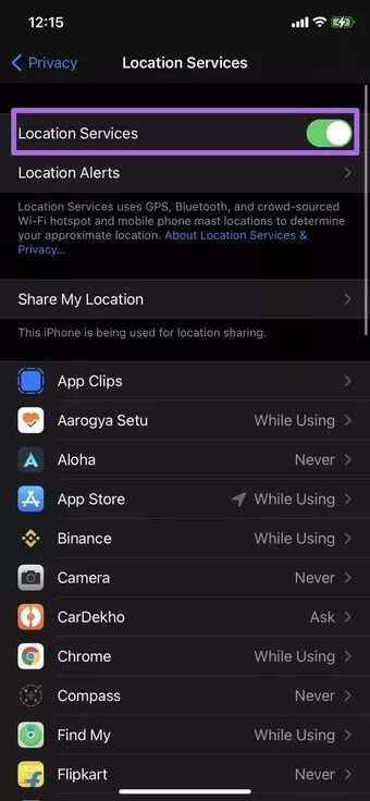 enable-location-services_7c4a12eb7455b3a1ce1ef1cadcf29289 أفضل 6 طرق لإصلاح خلل درجة الحرارة الخاطئة في تطبيق طقس iPhone