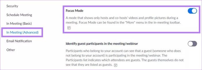 focus-mode-enabled-zoom-account_935adec67b324b146ff212ec4c69054f كيفية استخدام وضع التركيز على Zoom