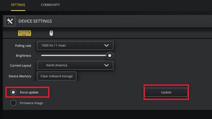 iCUE-device-update كيفية إصلاح عدم اكتشاف أجهزة iCUE