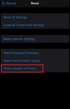 iPhone-Reset-Location-Privacy إصلاح ارتفاع درجة حرارة iPhone ولا يتم تشغيله