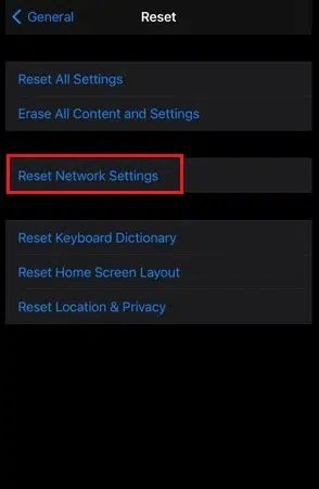 iPhone-Reset-Network-settings إصلاح ارتفاع درجة حرارة iPhone ولا يتم تشغيله