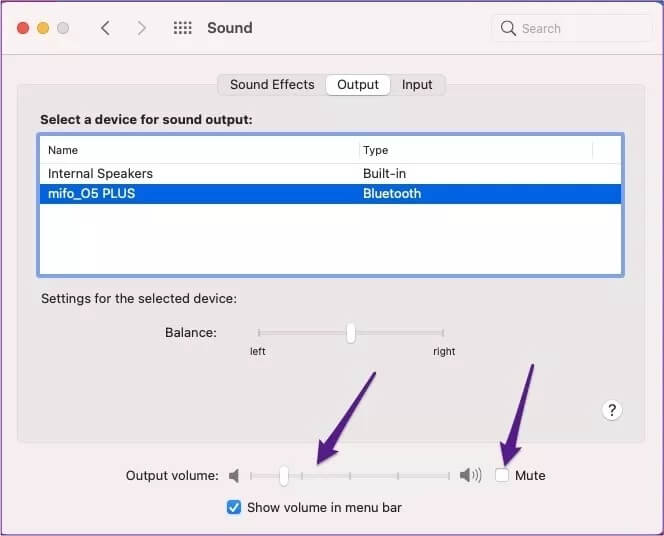 mac-output-volume-and-mute_4d470f76dc99e18ad75087b1b8410ea9 كيفية إصلاح مشكلة الصوت مع سماعات البلوتوث على جهاز Mac