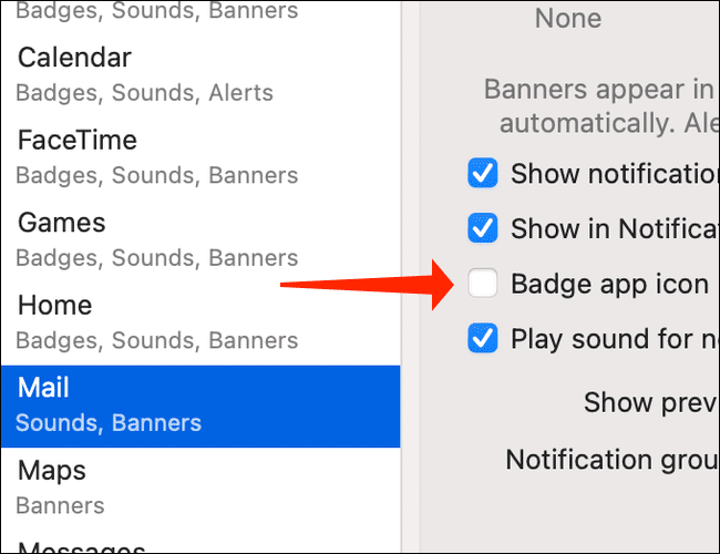 macos-big-sur-notifications-hide-notification-badges كيفية إخفاء شارات الإشعارات الحمراء على Mac