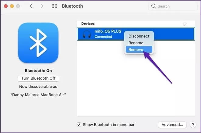 remove-device-manually-mac-bluetooth_4d470f76dc99e18ad75087b1b8410ea9 كيفية إضافة وفصل ونسيان أجهزة Bluetooth على جهاز Mac