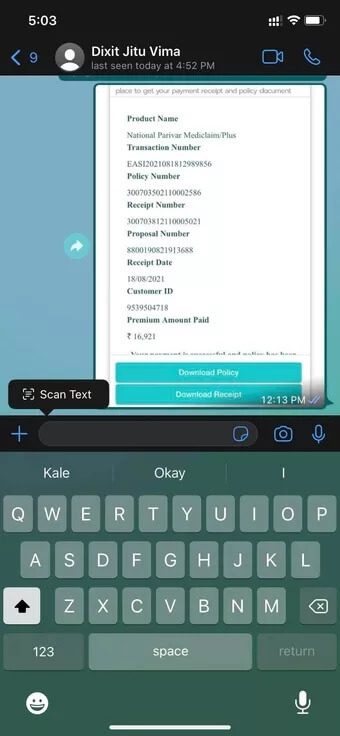 scan-text-in-whatsapp_7c4a12eb7455b3a1ce1ef1cadcf29289 كيفية استخدام النص المباشر في الكاميرا والصور لأجهزة iPhone و iPad