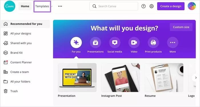 select-templates_935adec67b324b146ff212ec4c69054f كيفية إنشاء منشورات Instagram مذهلة باستخدام Canva