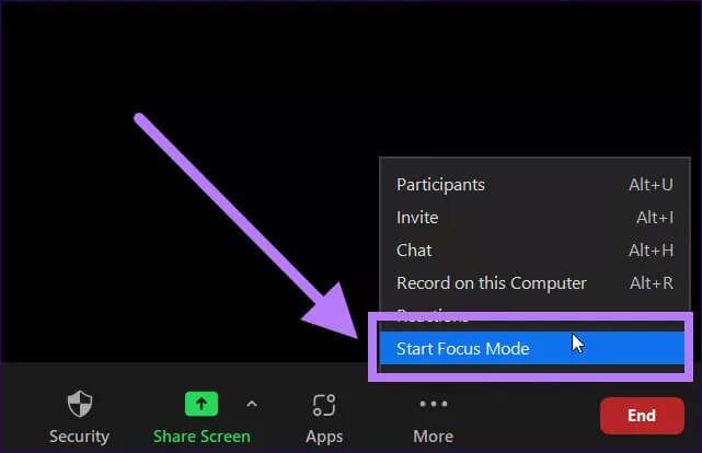 start-focus-mode_4d470f76dc99e18ad75087b1b8410ea9 كيفية استخدام وضع التركيز على Zoom