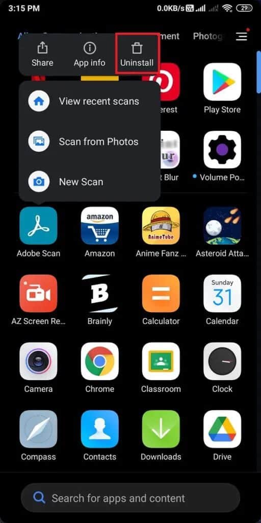 tap-on-Uninstall-to-remove-the-app-from-your-Android-phone.-512x1024-3 كيفية الإصلاح لا يمكنني الإعجاب بالصور على Instagram