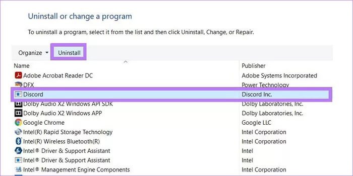 uninstall-discord-control-panel_935adec67b324b146ff212ec4c69054f أفضل 6 طرق لإصلاح تطبيق Discord عالق في وضع ملء الشاشة