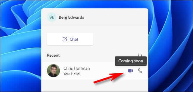 win11_chat_video_audio_coming_soon كيفية استخدام Teams Chat في Windows 11