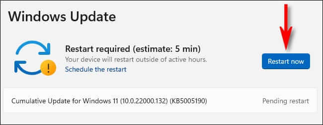 win11_click_restart_now كيفية التحديث إلى Windows 11