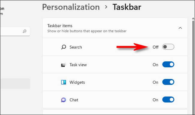 win11_search_switch_off كيفية إخفاء زر البحث في شريط المهام على نظام التشغيل Windows 11