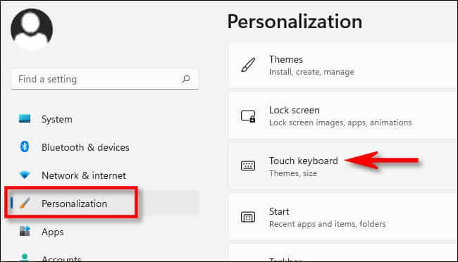 win11_settings_touch_keyboard-1 كيفية تغيير سمات لوحة المفاتيح التي تعمل باللمس على Windows 11