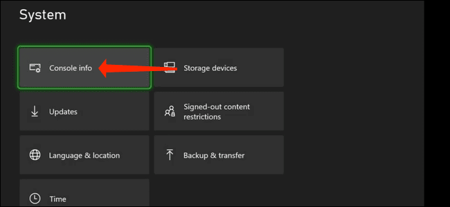 xbox-series-x-system-settings-console-info كيفية البحث عن الرقم التسلسلي لوحدة التحكم Xbox Series X | S