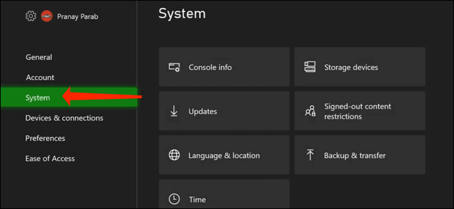 xbox-series-x-system-settings كيفية البحث عن الرقم التسلسلي لوحدة التحكم Xbox Series X | S
