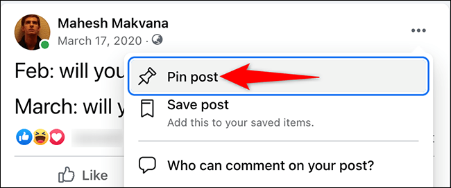 3-pin-facebook-post-profile كيفية تثبيت منشور على Facebook